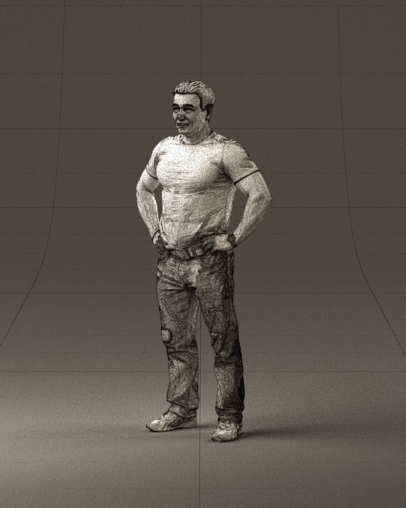 Strong man in black shirt jeans 0957 3D Print Ready 3D print model_34