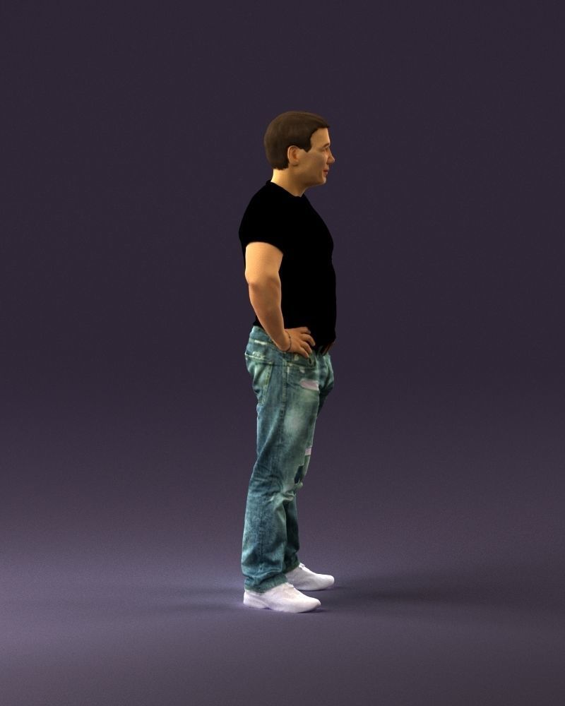 Strong man in black shirt jeans 0957 3D Print Ready 3D print model_16