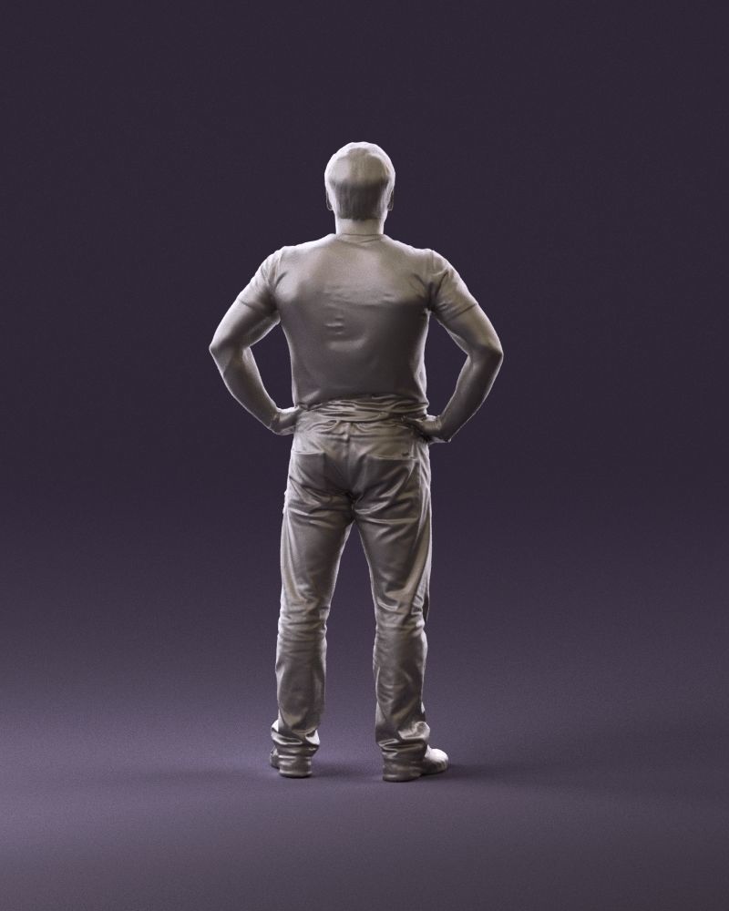 Strong man in black shirt jeans 0957 3D Print Ready 3D print model_6