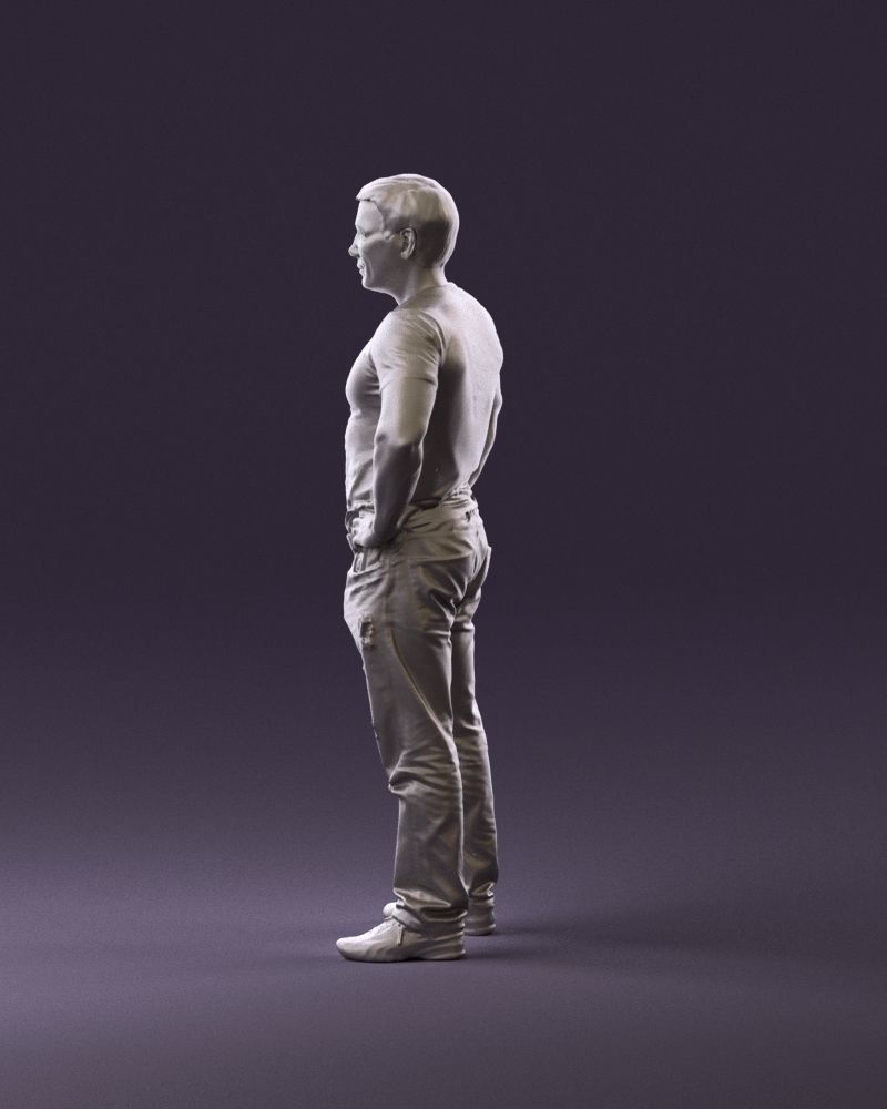 Strong man in black shirt jeans 0957 3D Print Ready 3D print model_8