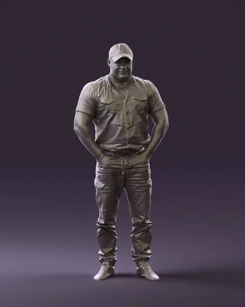 002123 Man in army pants black hat 0733 STL Miniature 3D print model