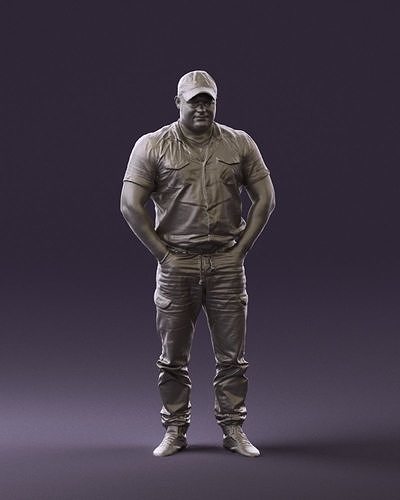 Man in army pants black hat 0733 3D Print Ready 3D print model
