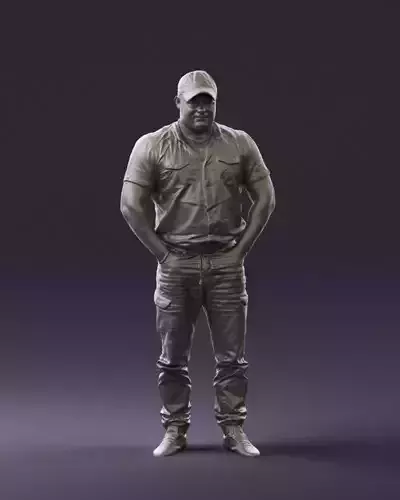 Man in army pants black hat 0733 3D Print Ready 3D print model
