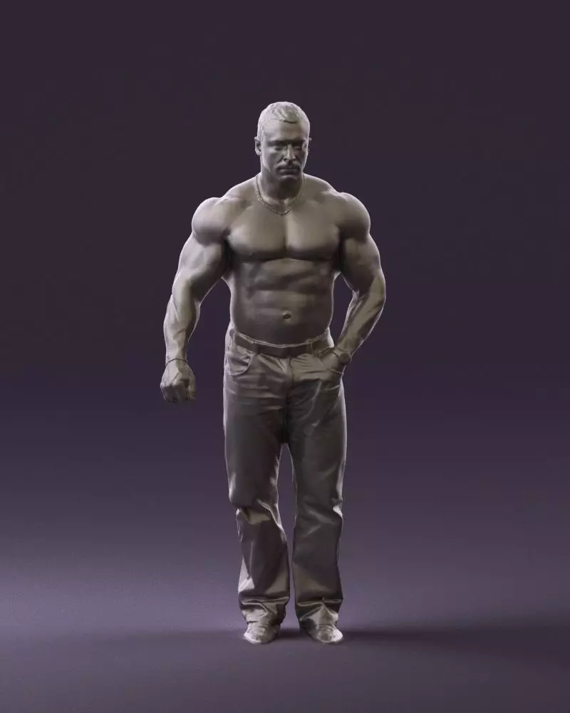 002158 Shirtless Athletic Man 0768 STL Miniature 3D print model