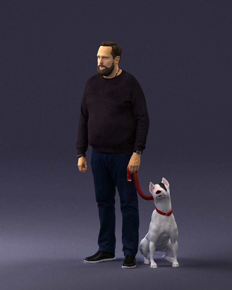 Man with dog 0465 3D model_3