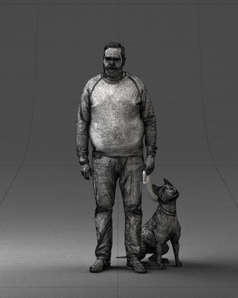 Man with dog 0465 3D model_2