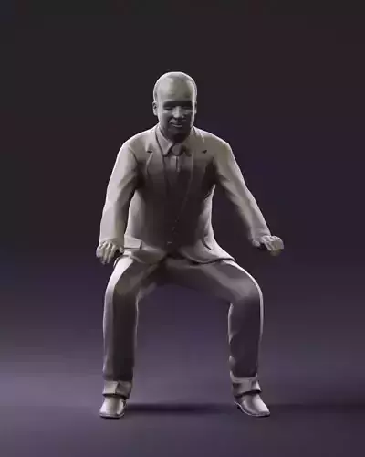 Man in blue suit seating 0820 3D Print Ready