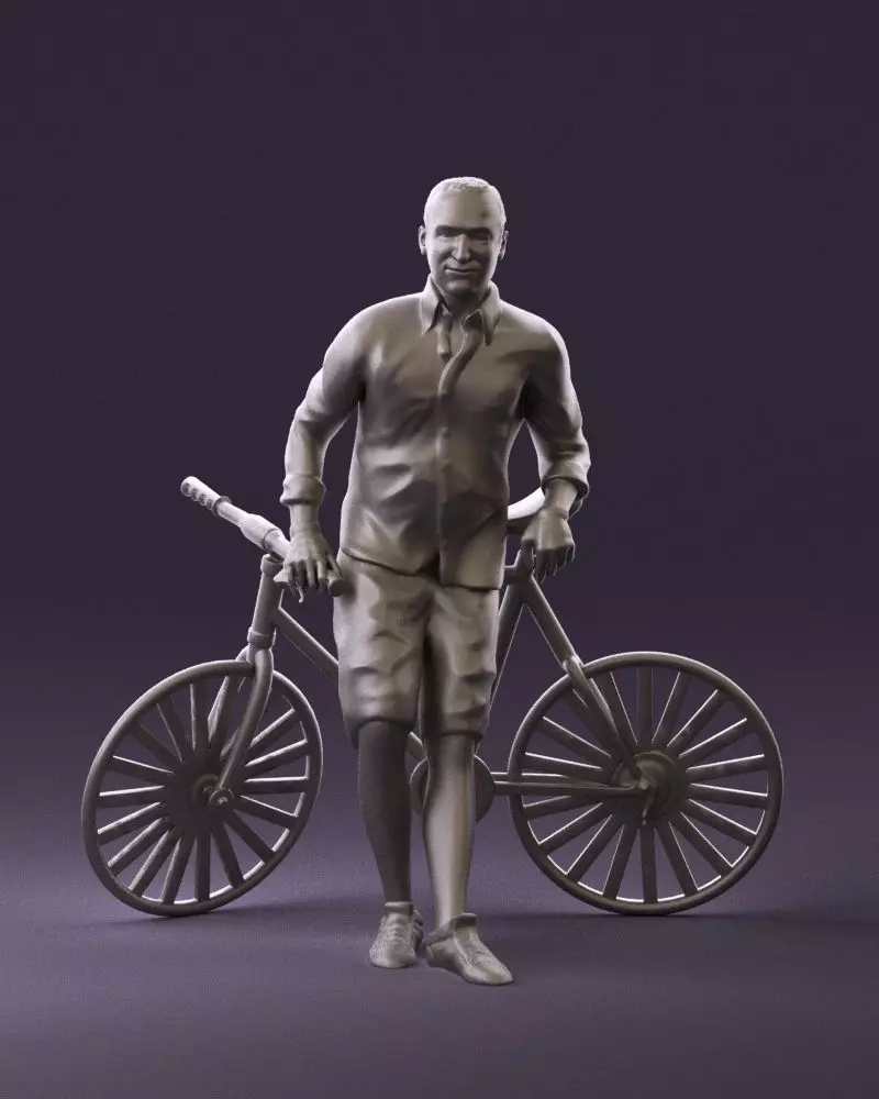 001097 Man with Bicycle 3D Print Miniature 3D print model
