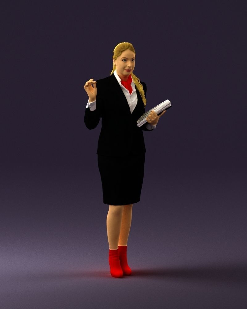 Woman in black suit red shoes 0666 3D Print Ready 3D print model_3
