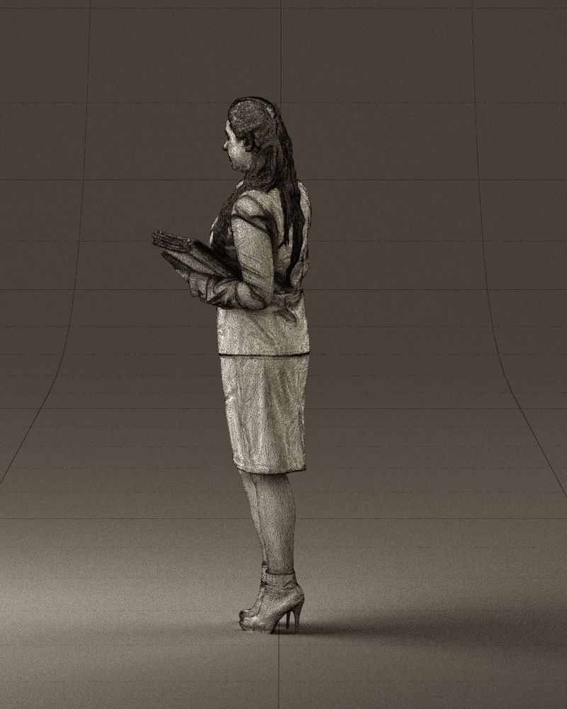 Woman in black suit red shoes 0666 3D Print Ready 3D print model_23