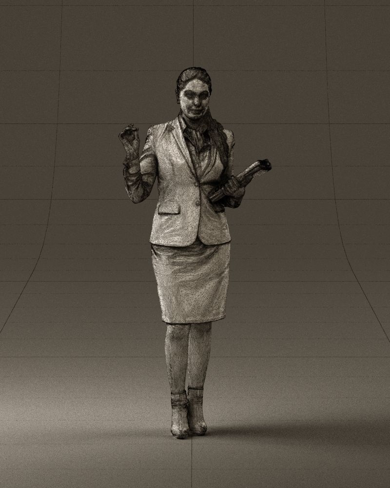 Woman in black suit red shoes 0666 3D Print Ready 3D print model_35