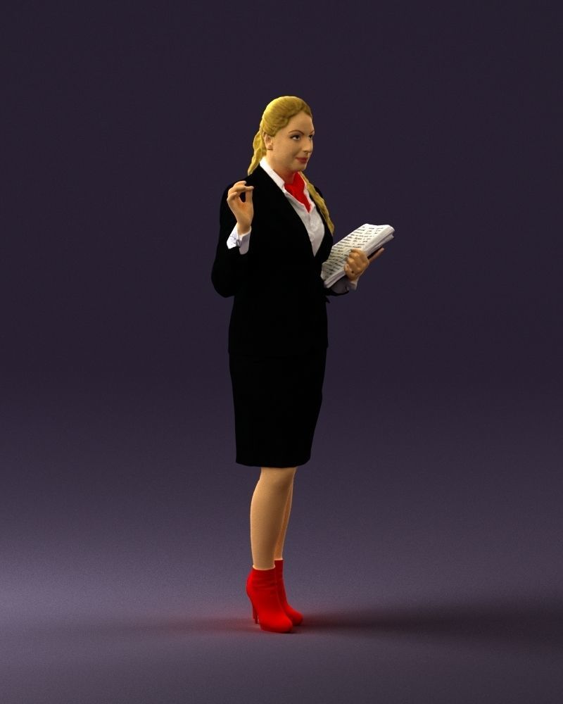 Woman in black suit red shoes 0666 3D Print Ready 3D print model_6