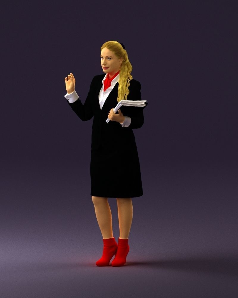 Woman in black suit red shoes 0666 3D Print Ready 3D print model_27