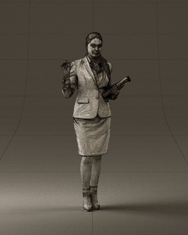 Woman in black suit red shoes 0666 3D Print Ready 3D print model_38