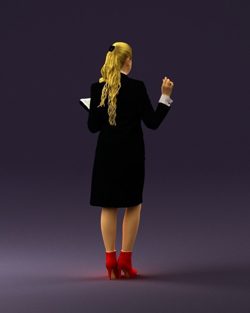 Woman in black suit red shoes 0666 3D Print Ready 3D print model_15