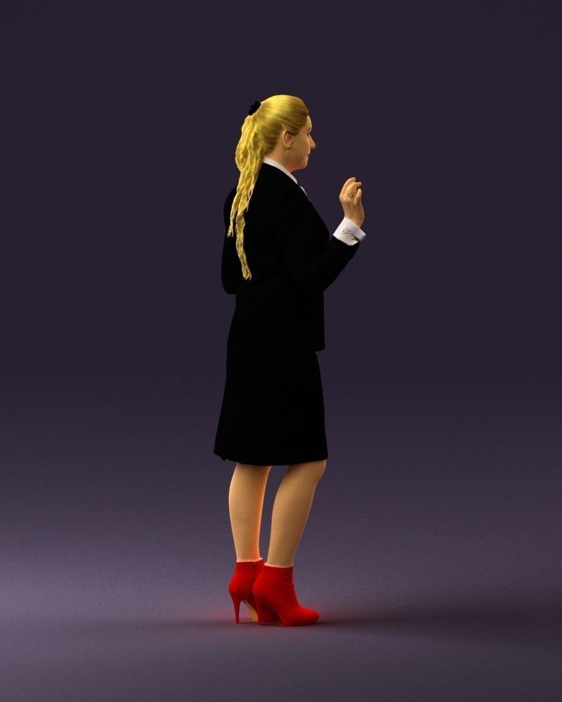 Woman in black suit red shoes 0666 3D Print Ready 3D print model_12
