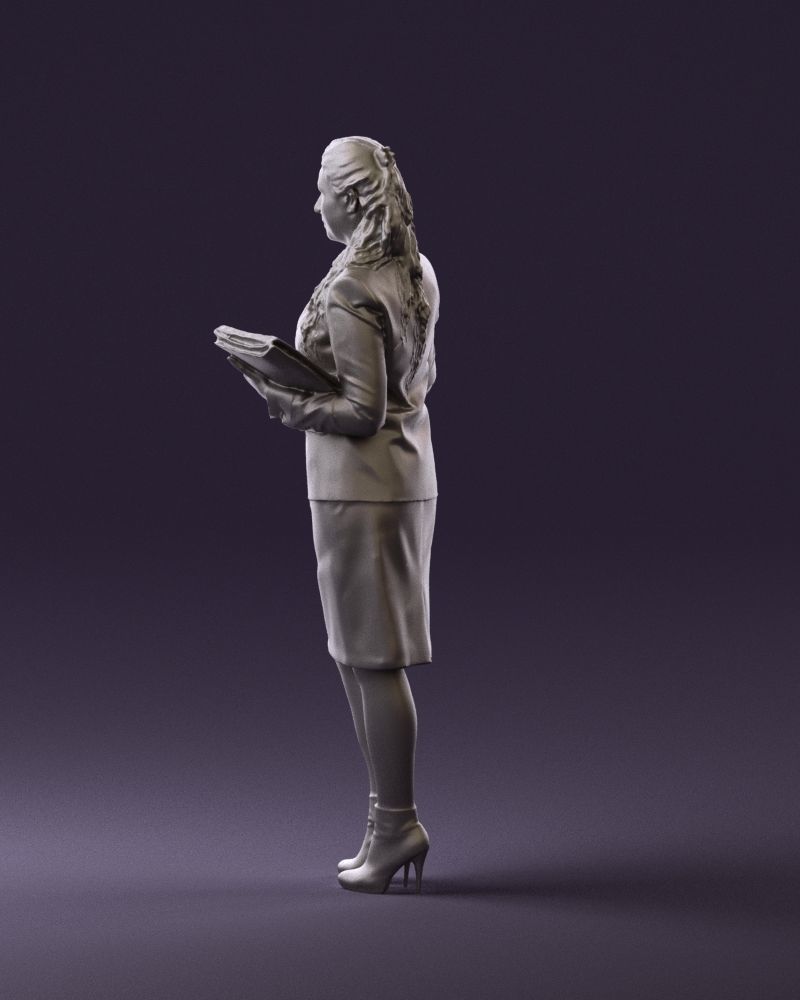 Woman in black suit red shoes 0666 3D Print Ready 3D print model_22