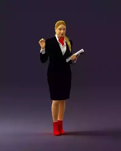 Woman in black suit red shoes 0666 3D Print Ready