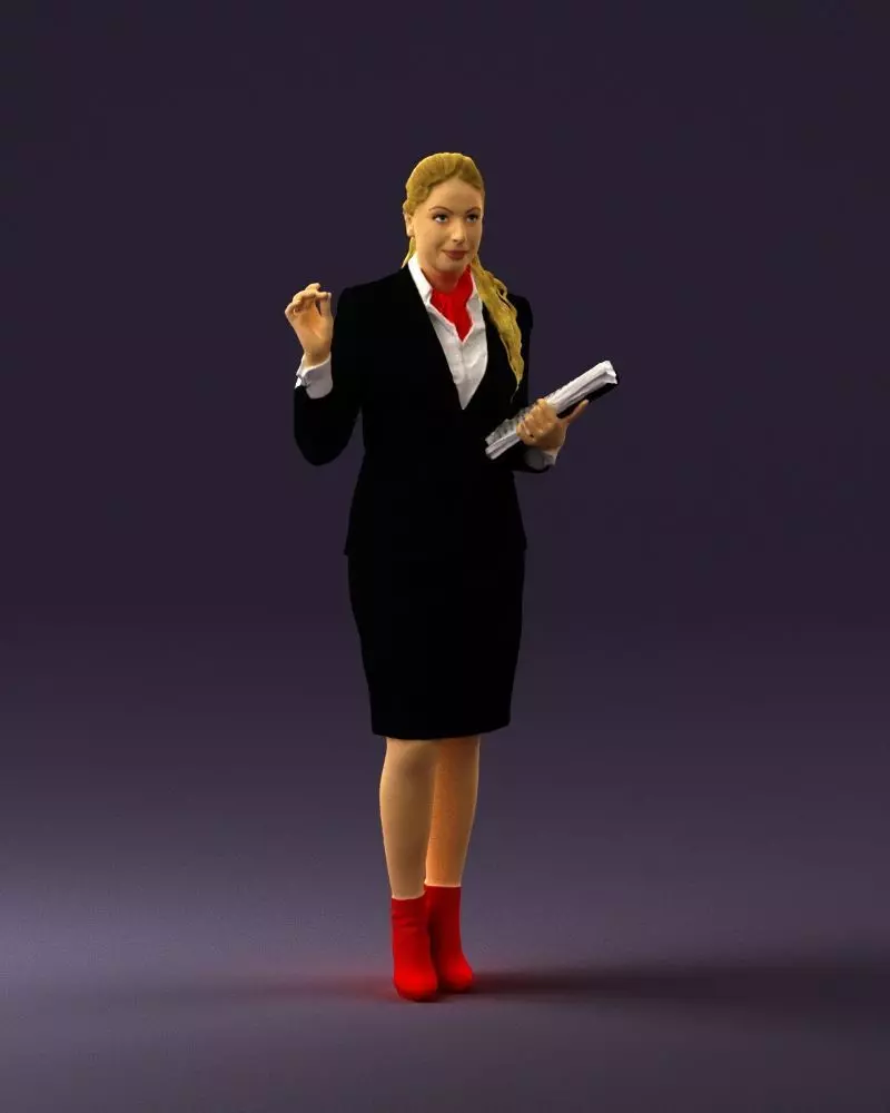 Woman in black suit red shoes 0666 3D Print Ready 3D print model_0