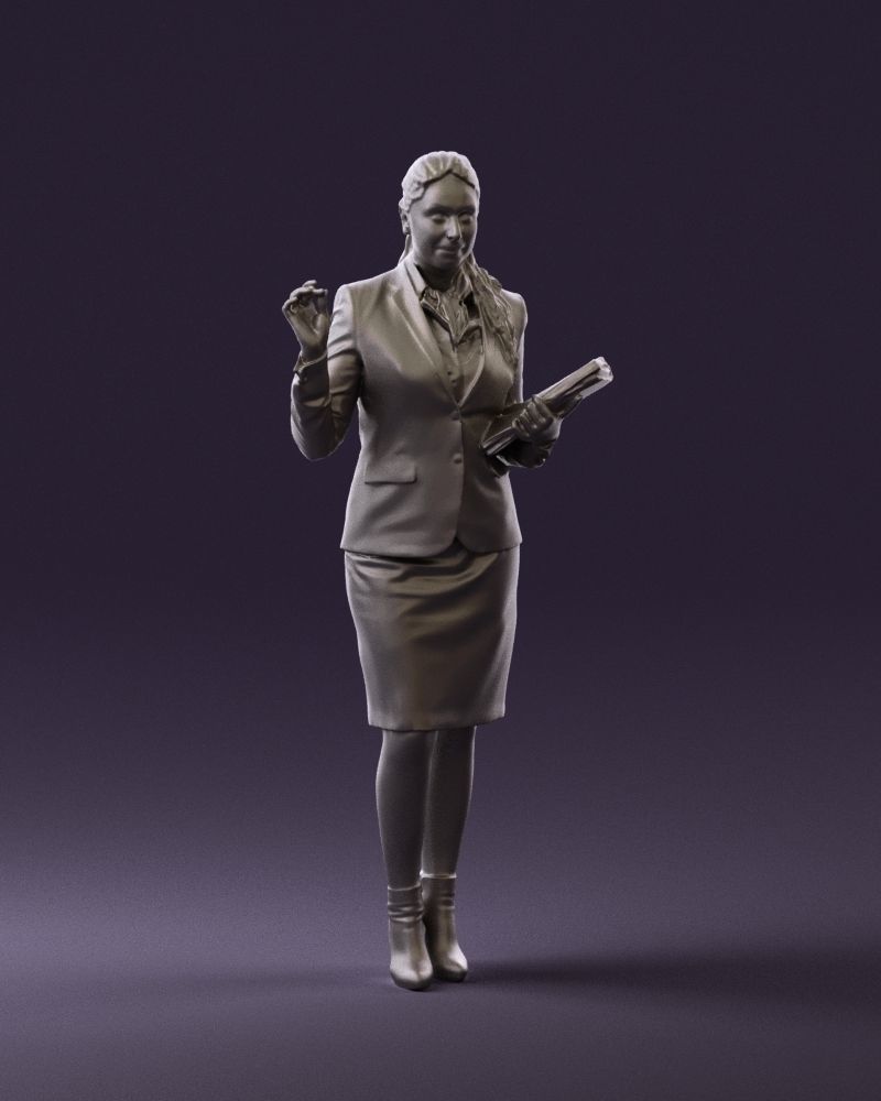 Woman in black suit red shoes 0666 3D Print Ready 3D print model_37