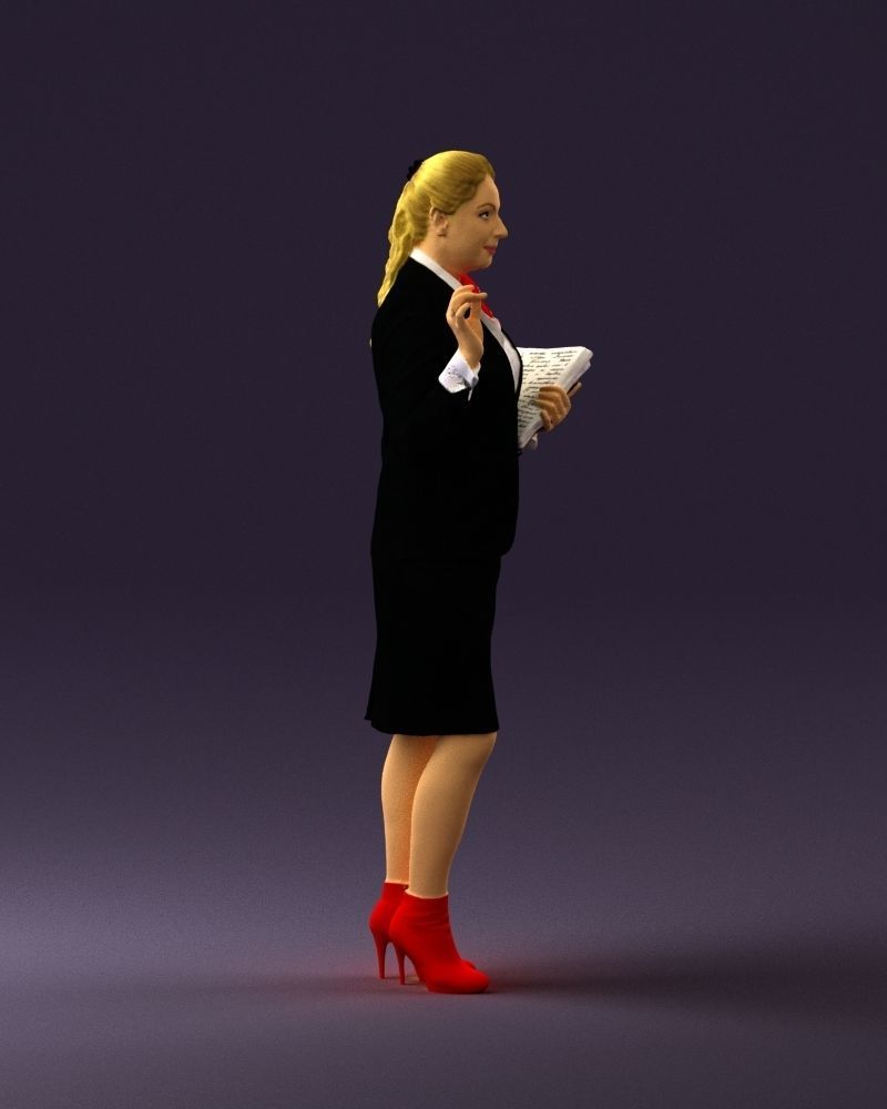 Woman in black suit red shoes 0666 3D Print Ready 3D print model_9