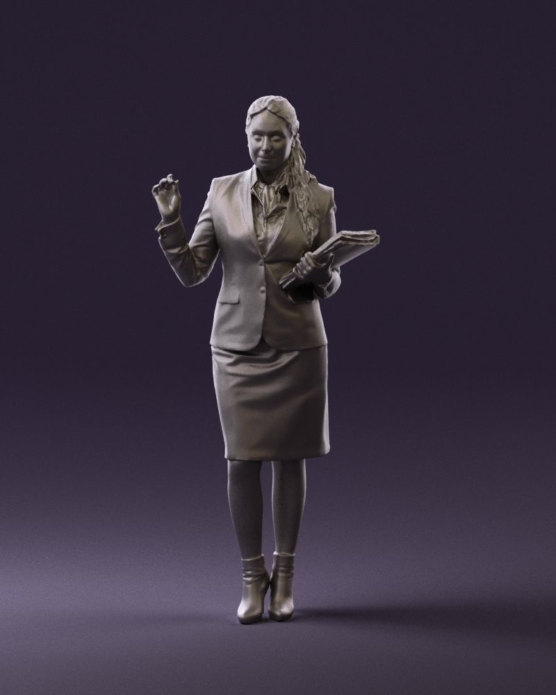 Woman in black suit red shoes 0666 3D Print Ready 3D print model_31