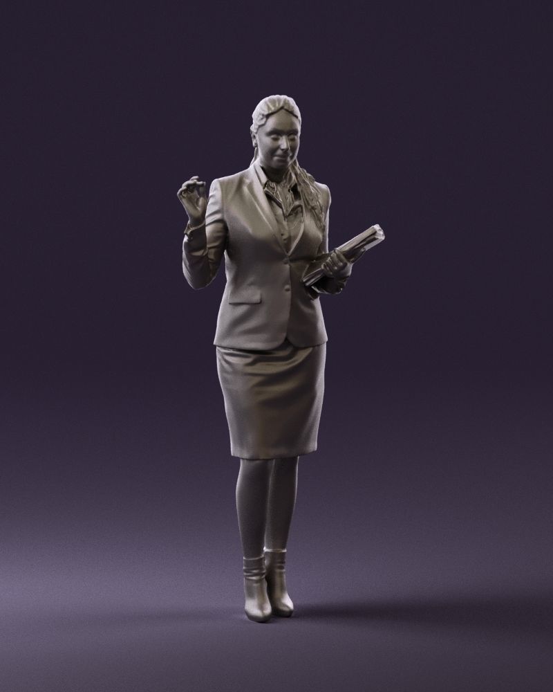 Woman in black suit red shoes 0666 3D Print Ready 3D print model_1