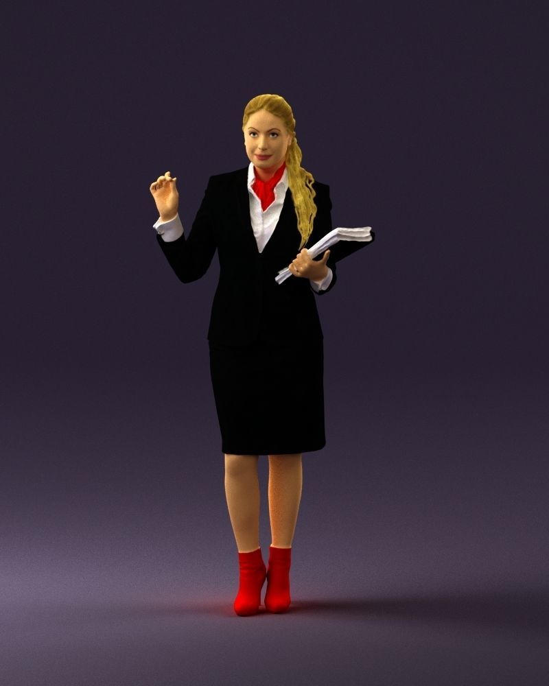 Woman in black suit red shoes 0666 3D Print Ready 3D print model_30