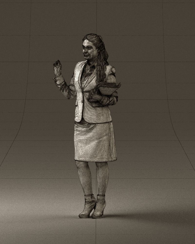 Woman in black suit red shoes 0666 3D Print Ready 3D print model_29