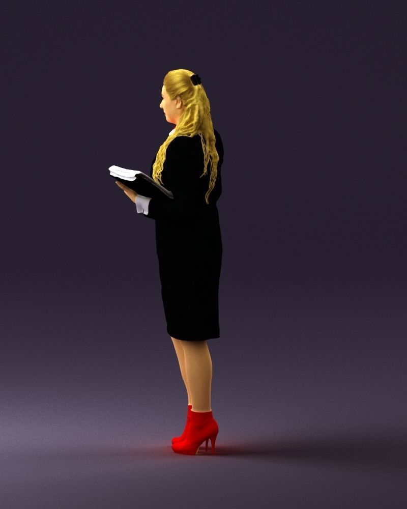 Woman in black suit red shoes 0666 3D Print Ready 3D print model_21