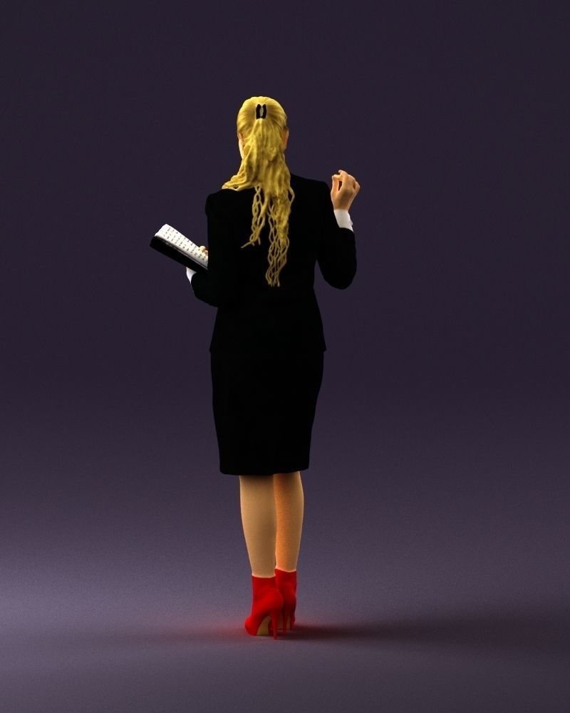 Woman in black suit red shoes 0666 3D Print Ready 3D print model_18