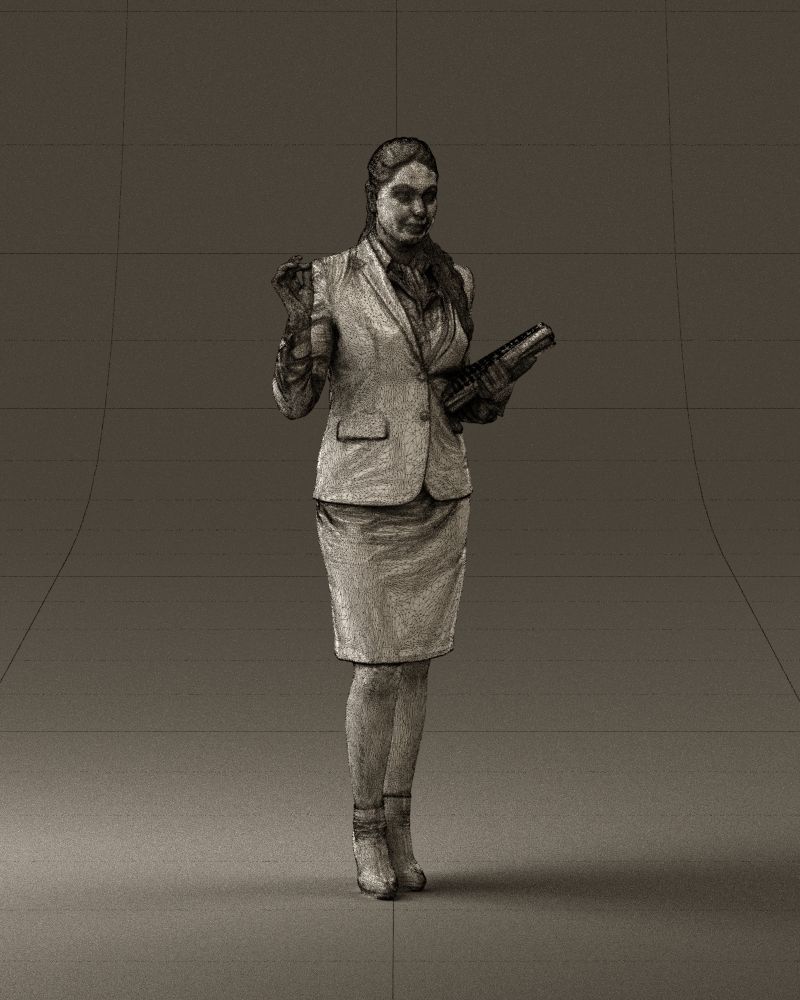 Woman in black suit red shoes 0666 3D Print Ready 3D print model_5