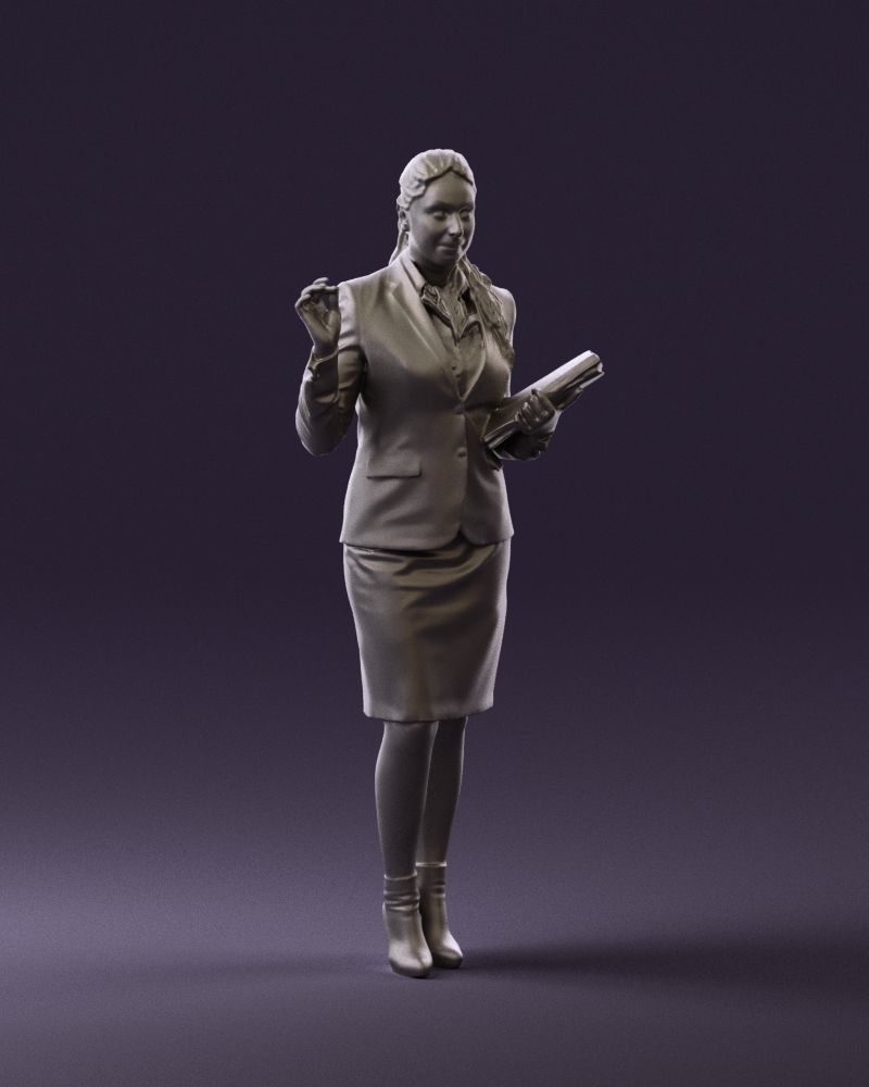 Woman in black suit red shoes 0666 3D Print Ready 3D print model_4