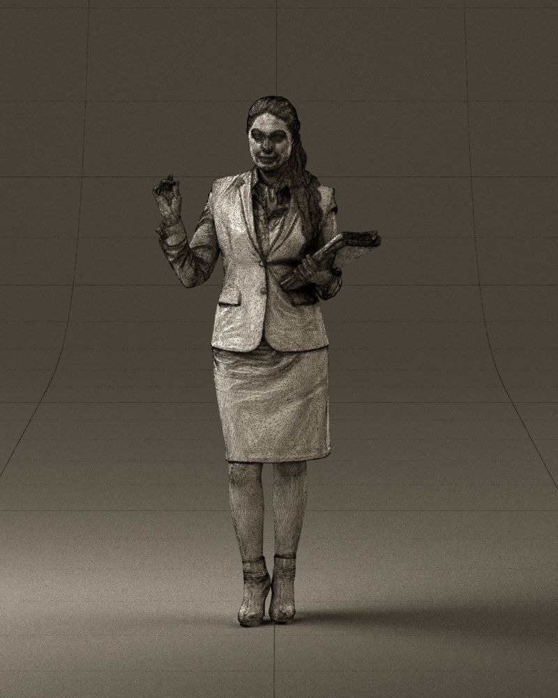 Woman in black suit red shoes 0666 3D Print Ready 3D print model_32