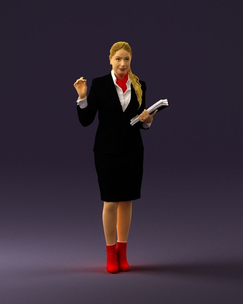 Woman in black suit red shoes 0666 3D Print Ready 3D print model_33