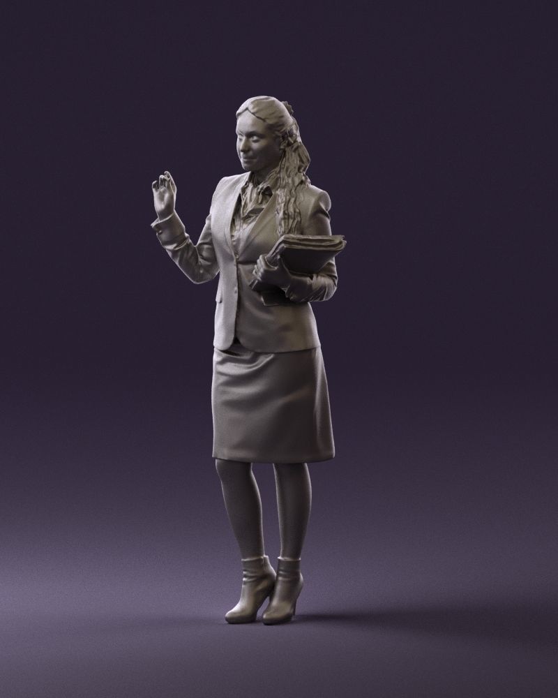 Woman in black suit red shoes 0666 3D Print Ready 3D print model_28