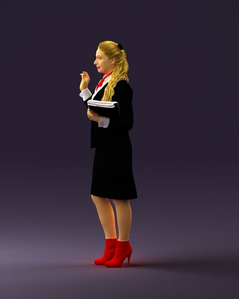 Woman in black suit red shoes 0666 3D Print Ready 3D print model_24