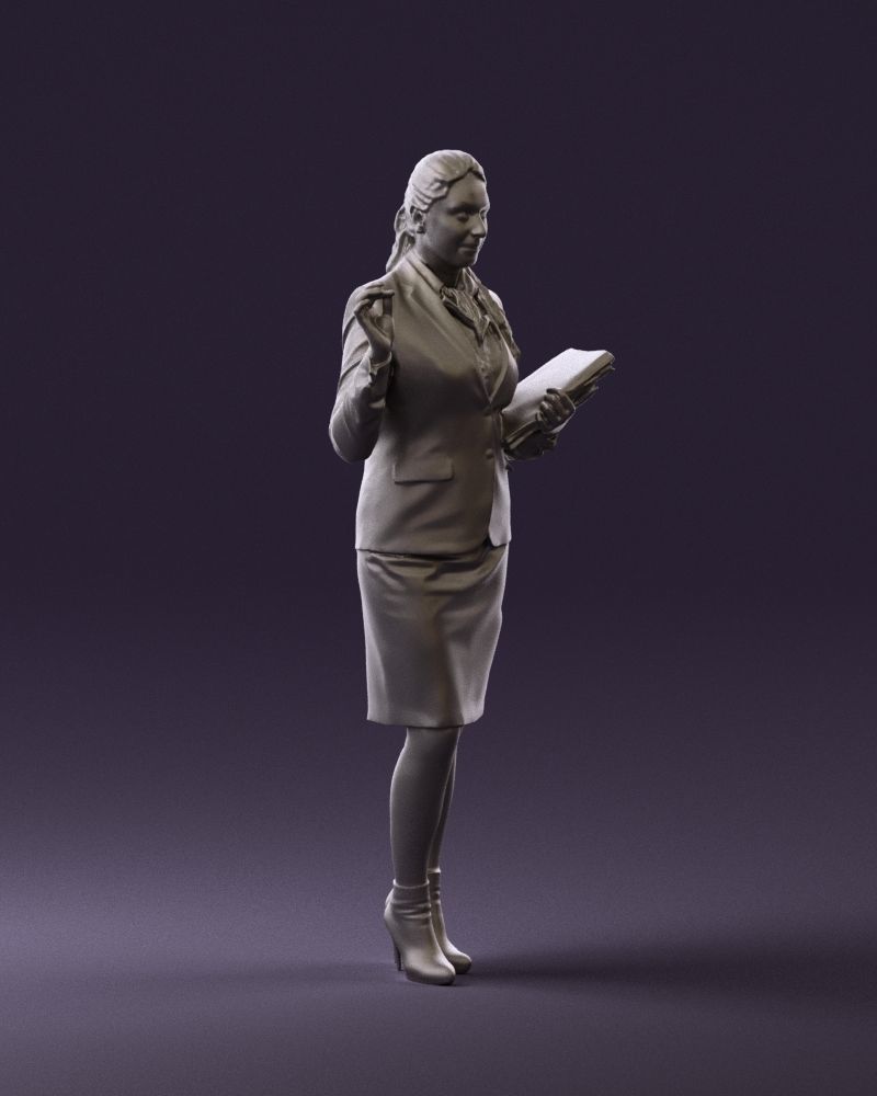 Woman in black suit red shoes 0666 3D Print Ready 3D print model_7