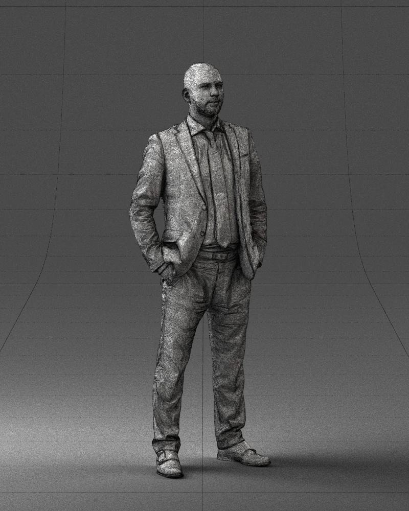 000284 Bald Man in Suit Realistic Business Character 0809 3D model_9
