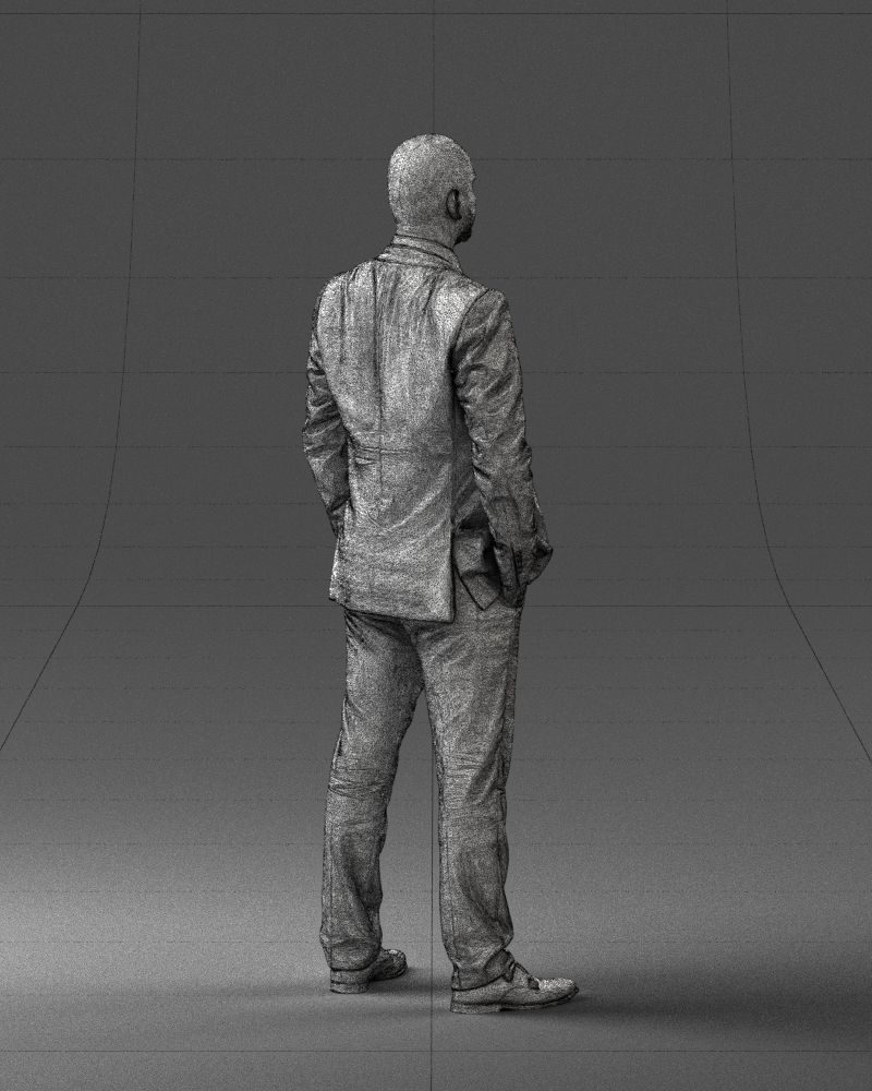 000284 Bald Man in Suit Realistic Business Character 0809 3D model_18