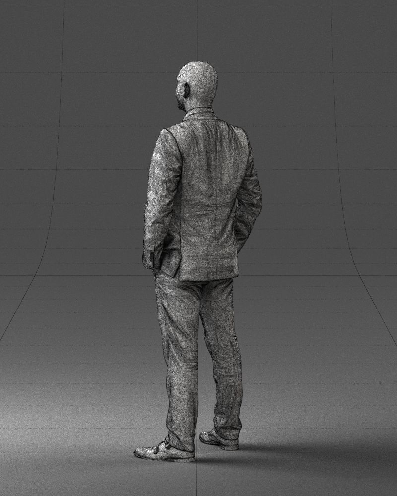 000284 Bald Man in Suit Realistic Business Character 0809 3D model_24