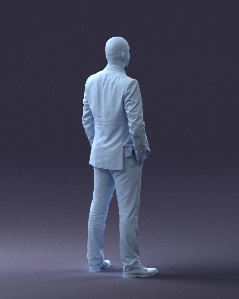 000284 Bald Man in Suit Realistic Business Character 0809 3D model_17