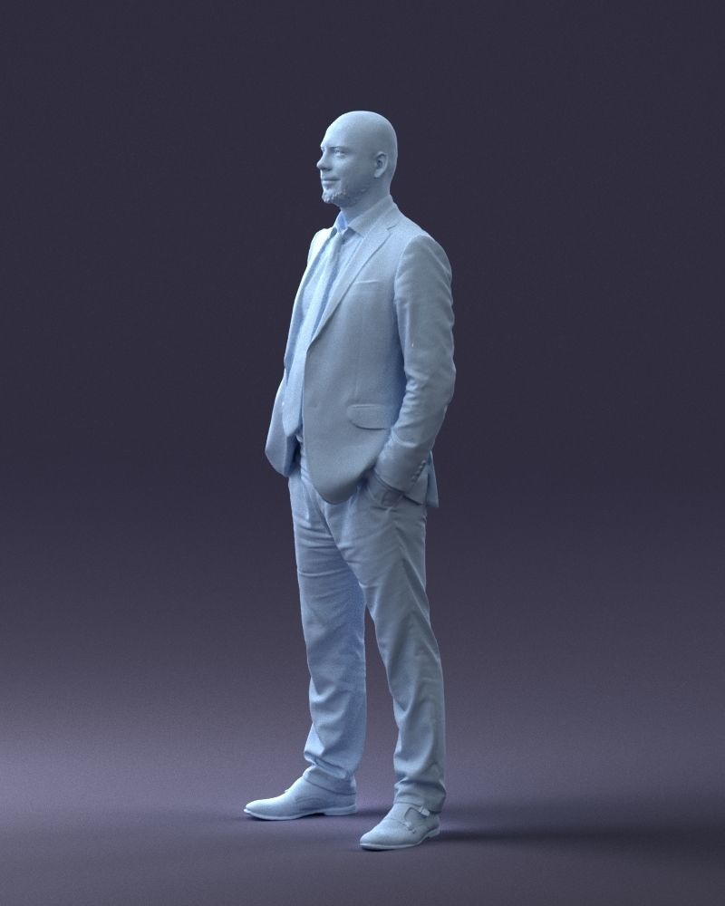 000284 Bald Man in Suit Realistic Business Character 0809 3D model_29