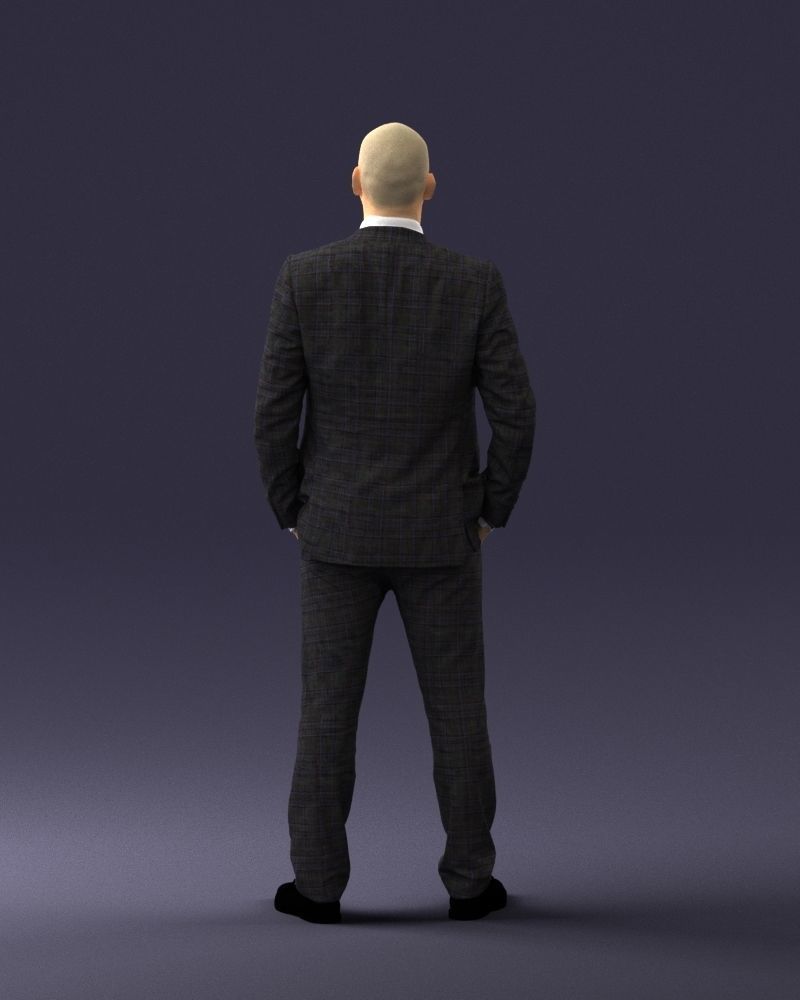 000284 Bald Man in Suit Realistic Business Character 0809 3D model_19
