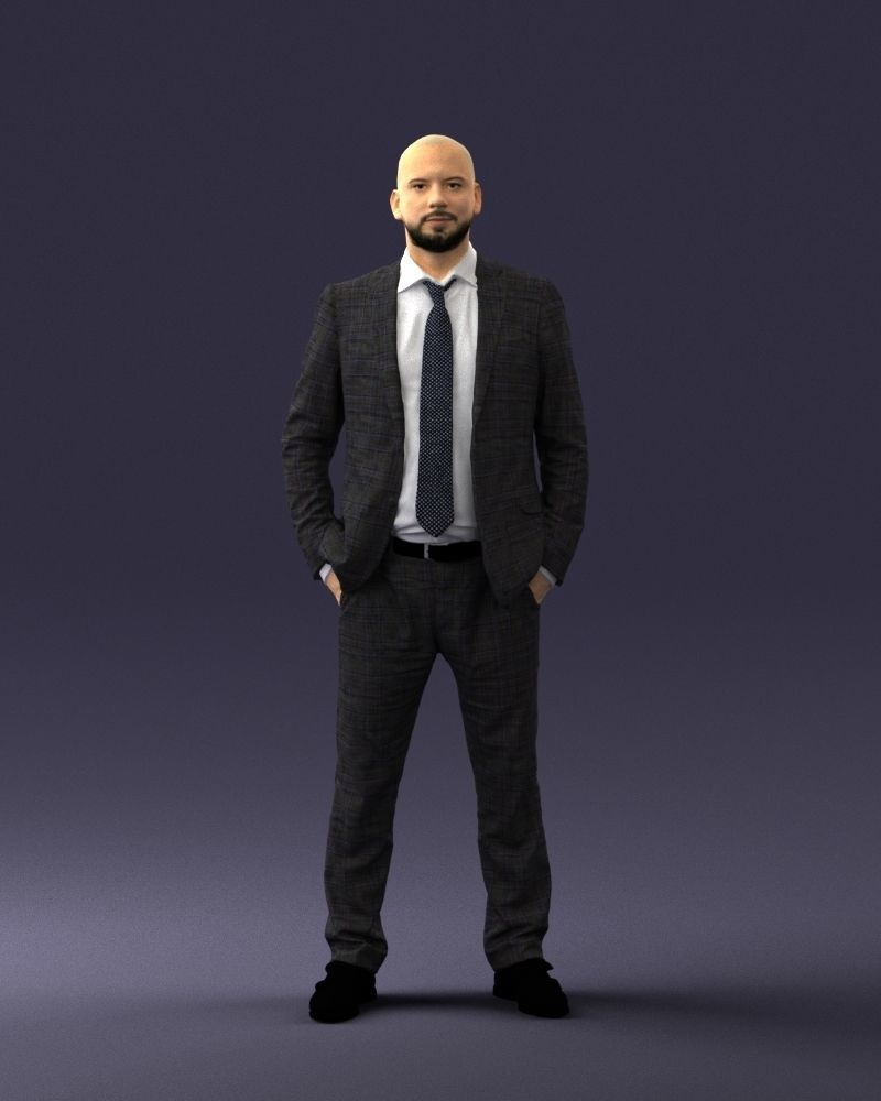000284 Bald Man in Suit Realistic Business Character 0809 3D model_37