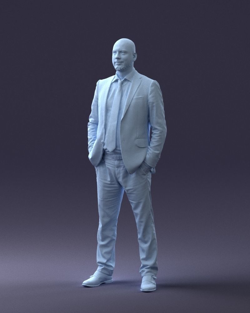 000284 Bald Man in Suit Realistic Business Character 0809 3D model_32