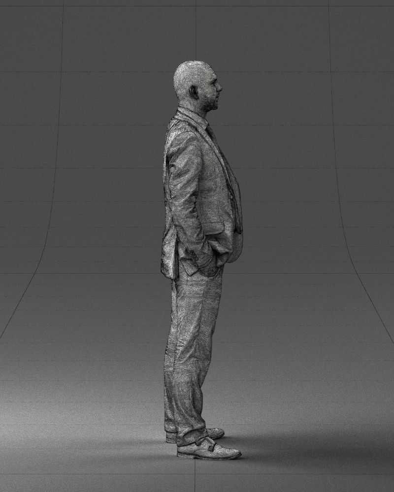 000284 Bald Man in Suit Realistic Business Character 0809 3D model_15