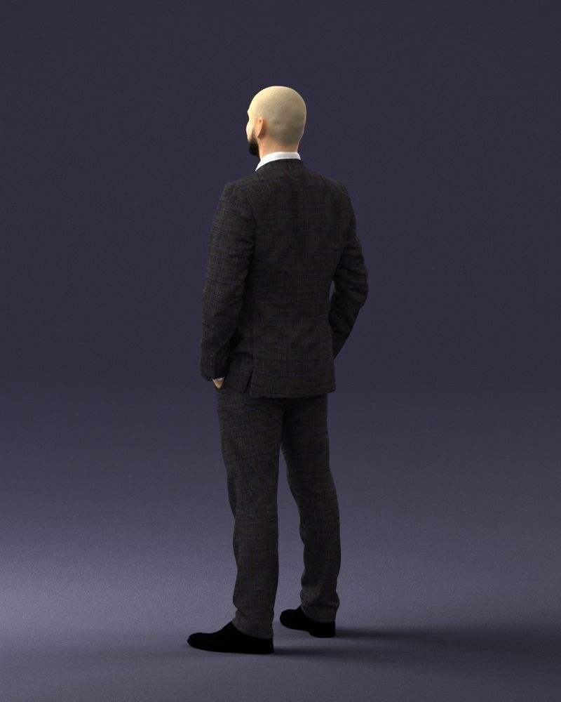 000284 Bald Man in Suit Realistic Business Character 0809 3D model_22