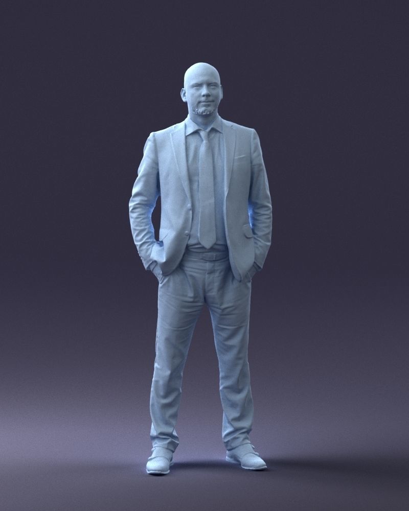 000284 Bald Man in Suit Realistic Business Character 0809 3D model_5