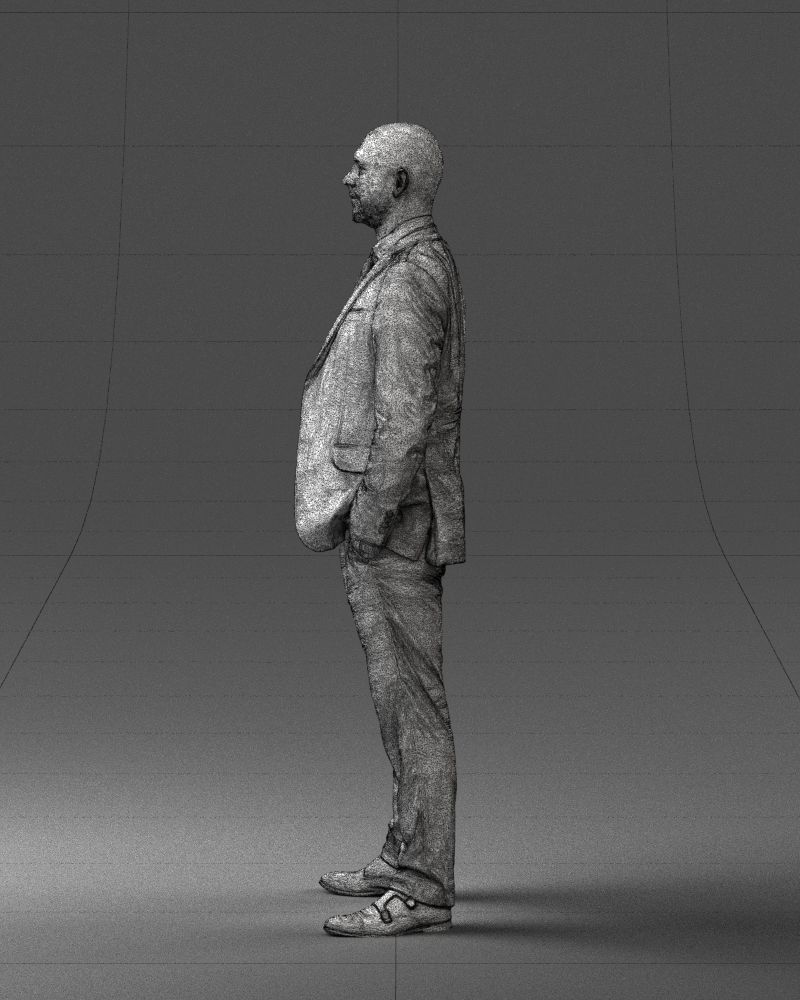 000284 Bald Man in Suit Realistic Business Character 0809 3D model_27